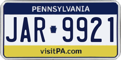 PA license plate JAR9921