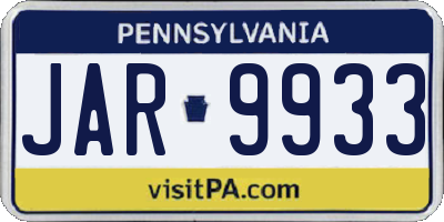 PA license plate JAR9933