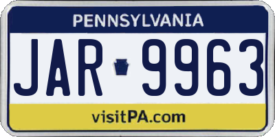 PA license plate JAR9963