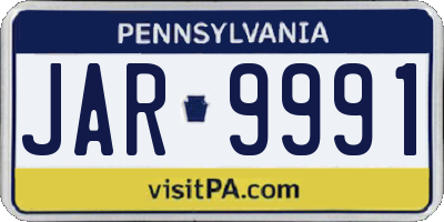 PA license plate JAR9991