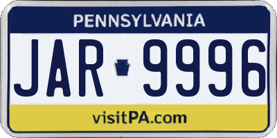PA license plate JAR9996