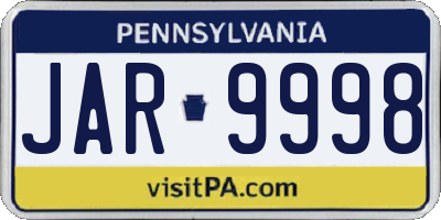 PA license plate JAR9998