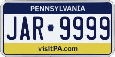 PA license plate JAR9999