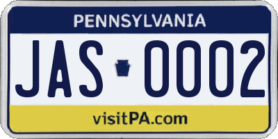 PA license plate JAS0002