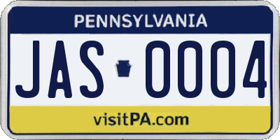 PA license plate JAS0004
