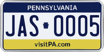 PA license plate JAS0005