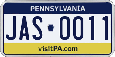 PA license plate JAS0011
