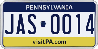PA license plate JAS0014