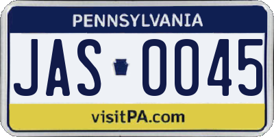 PA license plate JAS0045