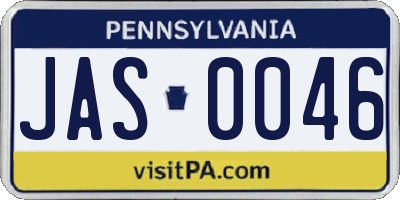PA license plate JAS0046