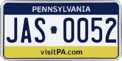 PA license plate JAS0052