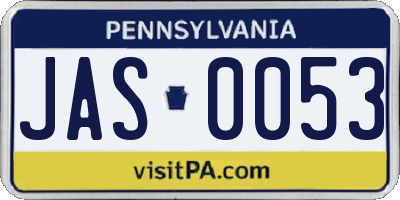 PA license plate JAS0053