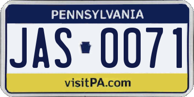 PA license plate JAS0071