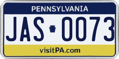PA license plate JAS0073