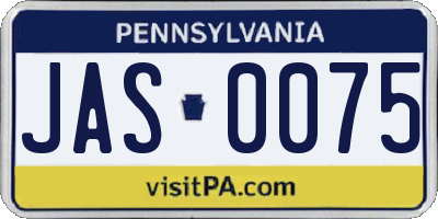 PA license plate JAS0075