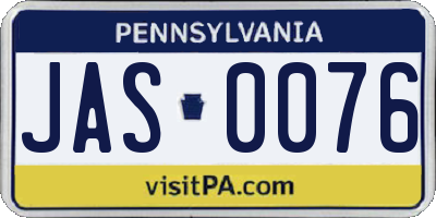 PA license plate JAS0076