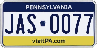 PA license plate JAS0077