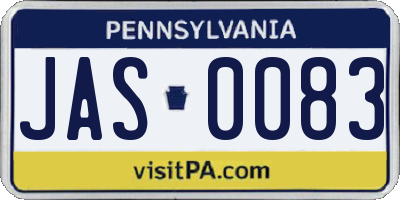 PA license plate JAS0083