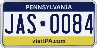 PA license plate JAS0084