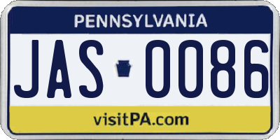 PA license plate JAS0086