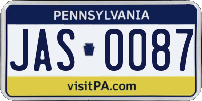 PA license plate JAS0087