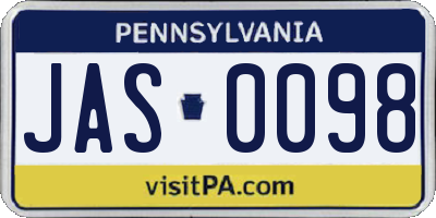 PA license plate JAS0098