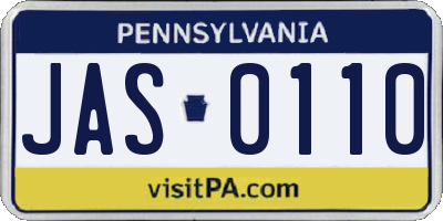 PA license plate JAS0110