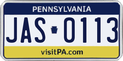 PA license plate JAS0113