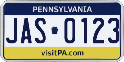 PA license plate JAS0123