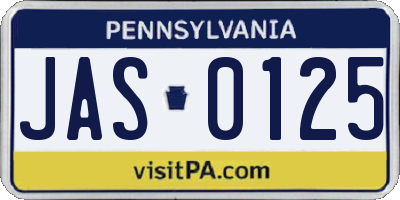 PA license plate JAS0125