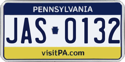PA license plate JAS0132