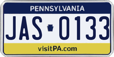 PA license plate JAS0133