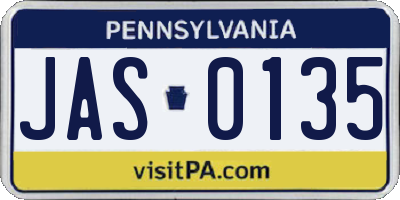PA license plate JAS0135