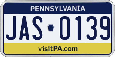 PA license plate JAS0139