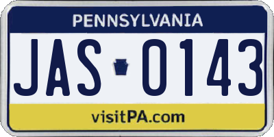 PA license plate JAS0143