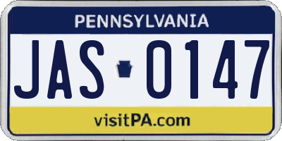 PA license plate JAS0147