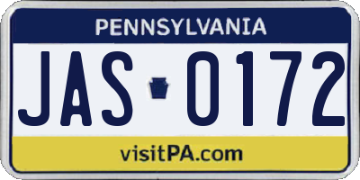 PA license plate JAS0172