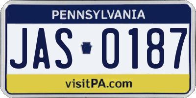 PA license plate JAS0187