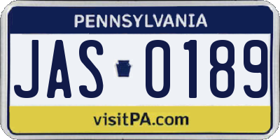 PA license plate JAS0189