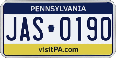 PA license plate JAS0190