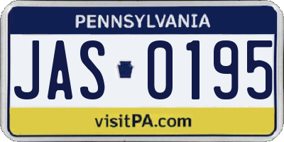 PA license plate JAS0195