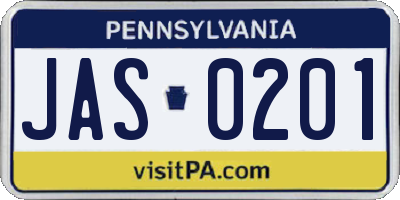 PA license plate JAS0201