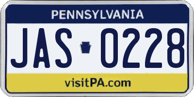 PA license plate JAS0228