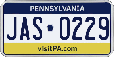 PA license plate JAS0229