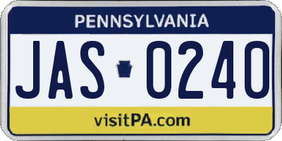 PA license plate JAS0240