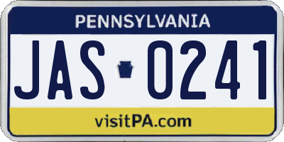 PA license plate JAS0241