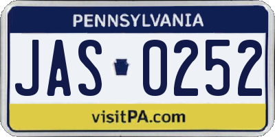 PA license plate JAS0252