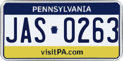PA license plate JAS0263