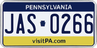 PA license plate JAS0266