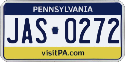 PA license plate JAS0272